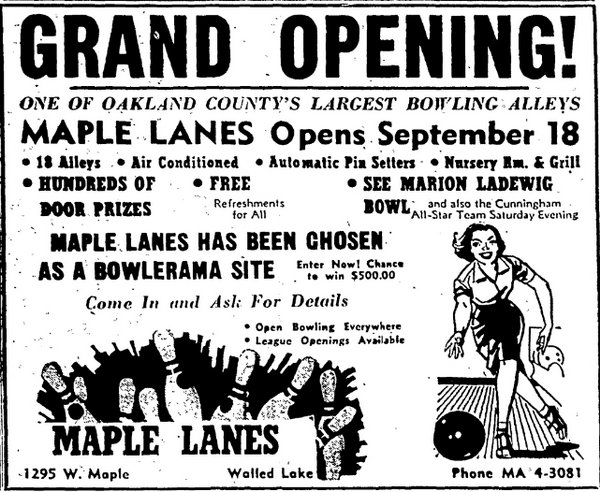 Mr. Bs Camelot Inn (Maple Lanes, Shadow Fax, Olde World Market) - Sept 1959 Maple Lanes Opens (newer photo)